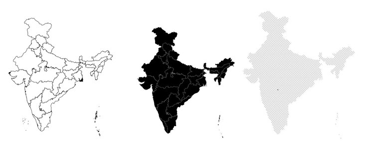 India Doted line and black filled map design