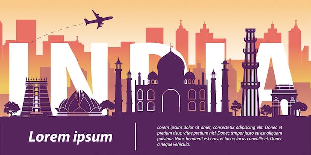 India famous landmark,silhouette design