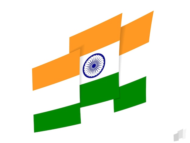 India flag in an abstract ripped design Modern design of the India flag