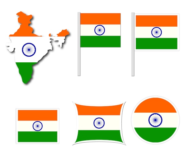 India flags on many objects ilustration