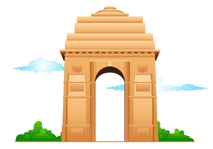 वेक्टर india gate in delhi rajpath vector