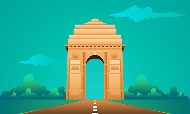 Vector india gate in delhi rajpath vector