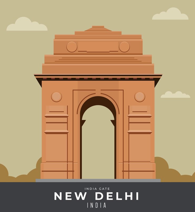 वेक्टर india gate monument in new delhi illustration