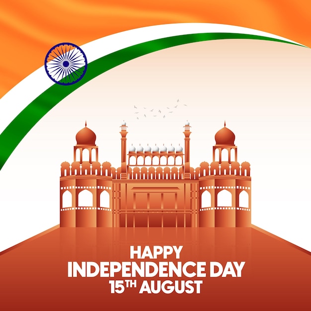 India Gelukkige Onafhankelijkheidsdag of 15 augustus Indië onafhankelijkheidsdag vectorontwerp