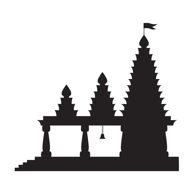 india hindu temple silhouette vector illustration