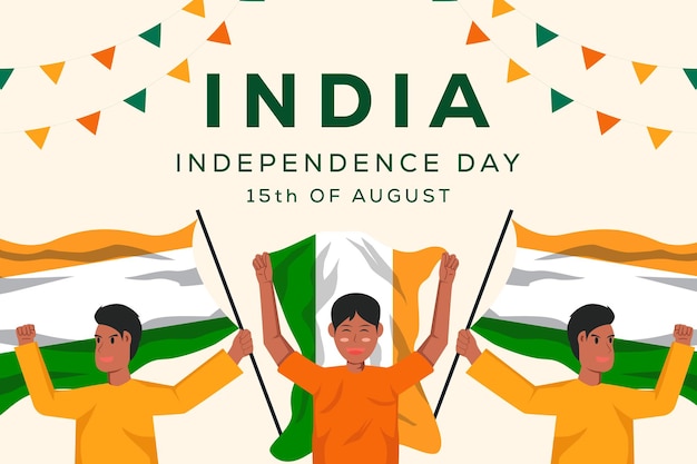 Giorno dell'indipendenza dell'india 15 agosto bandiera orizzontale