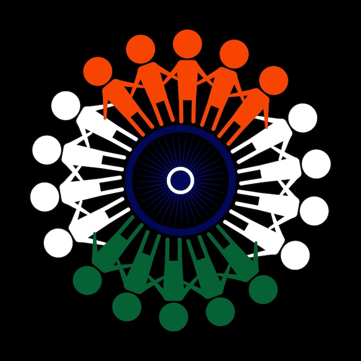 Vector india independence day 15th august vector typographic emblem logo or badge usable for greeting