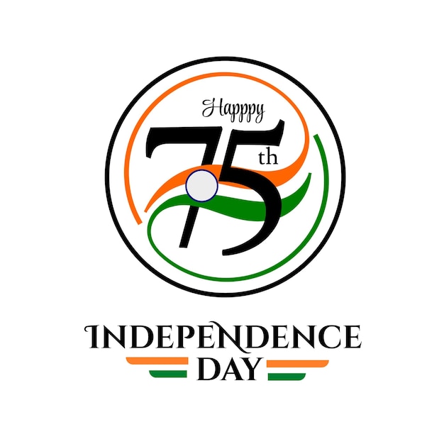 India independence day greeting with indian flag 75 years logo design