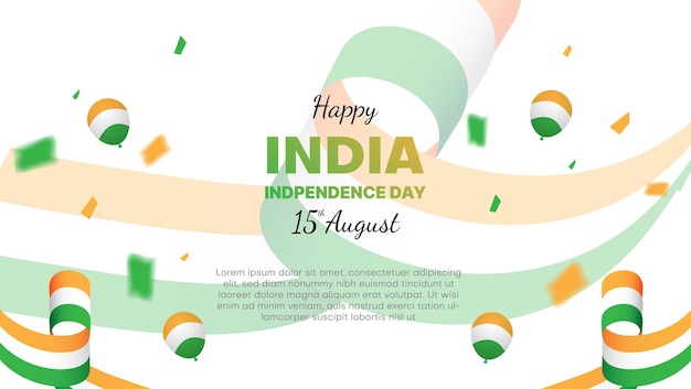 India independence day sale banner design with podium balloons and confetti