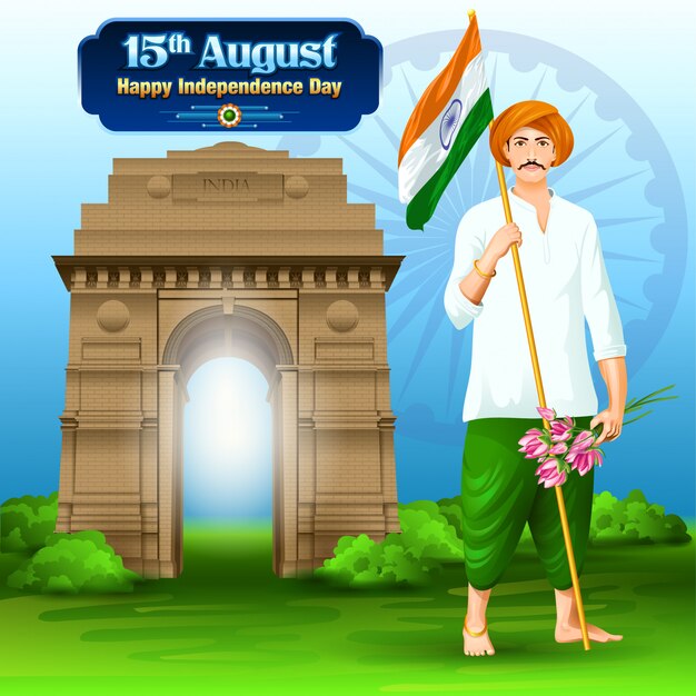 India independence day wishes with a farmer