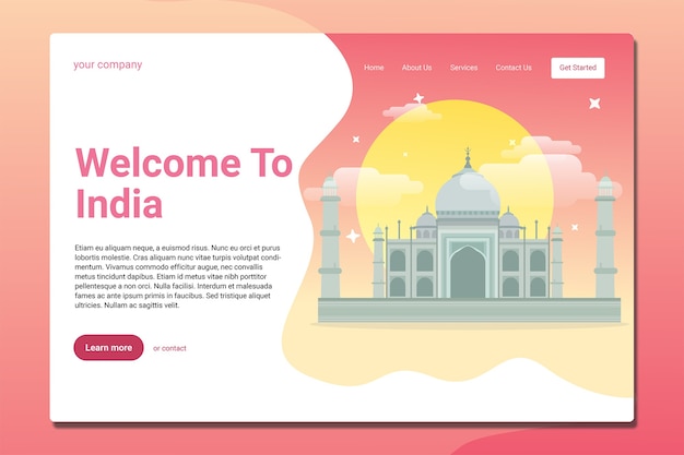 ベクトル インドのランディングページテンプレート