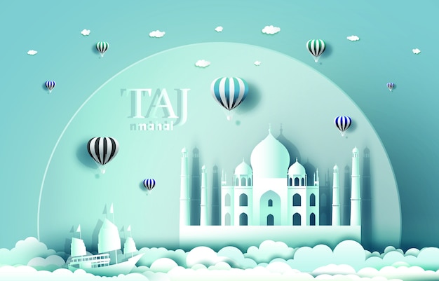 India landmarks with taj mahal