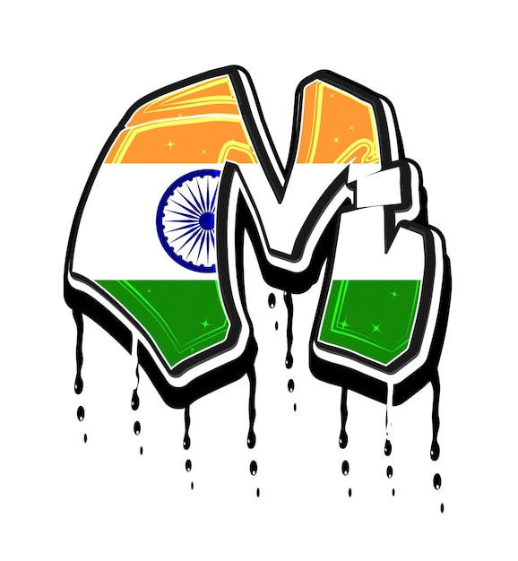 India m hand lettering graffiti vector sjabloon