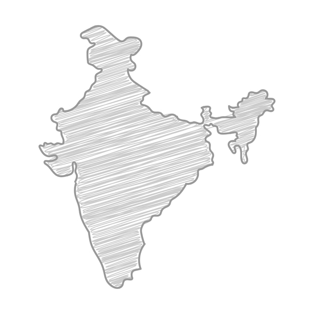 Vector india map drawing pencil sketch