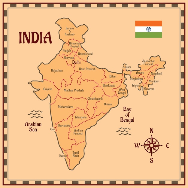 India mappa stile piano