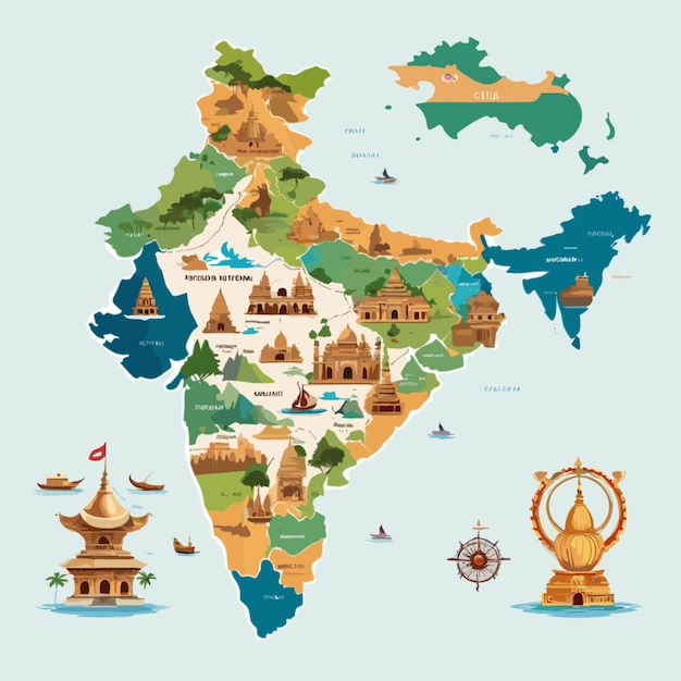 India map vector on a white background