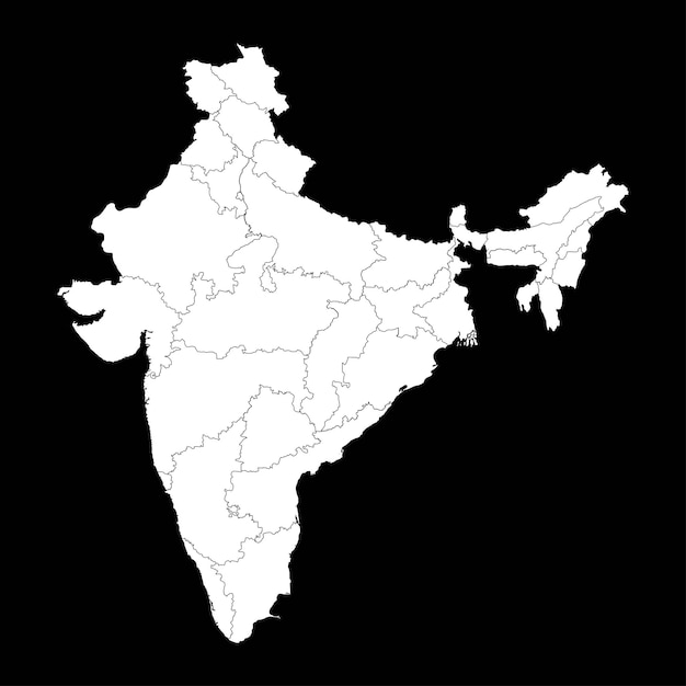 Vector india map with administrative divisions vector illustration