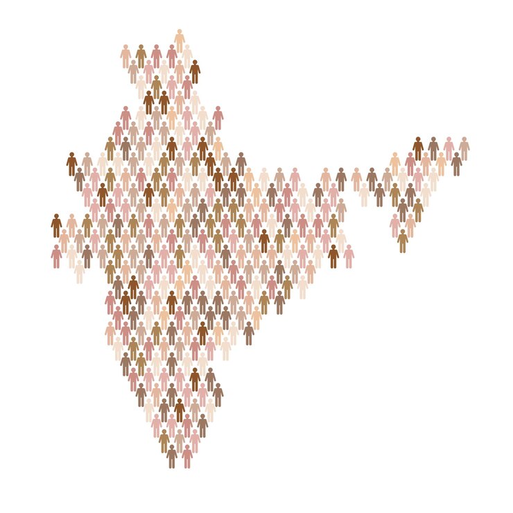 Vector india population infographic map made from stick figure people