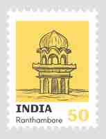 Vector india ranthambore national park post mark vector