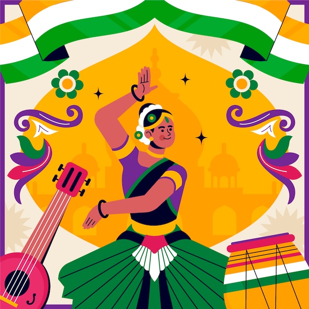 India republic day celebration illustration