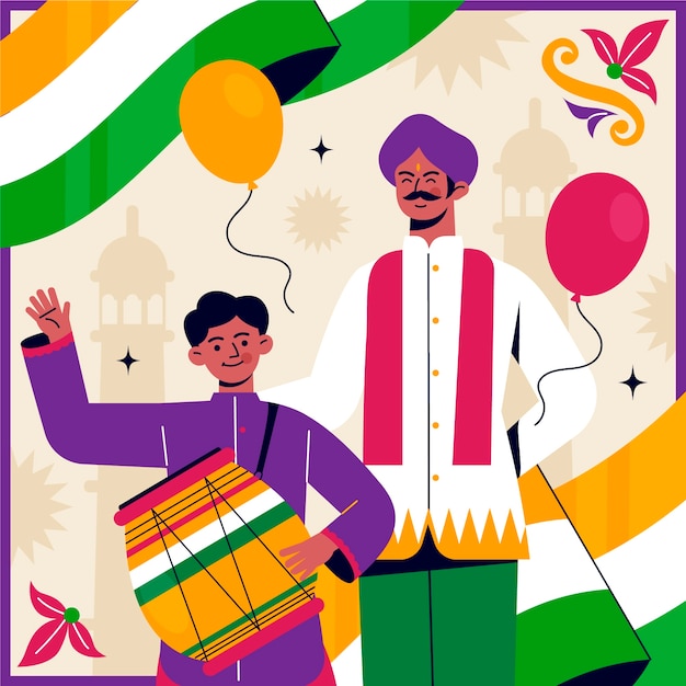 インド共和国記念日のお祝いイラスト