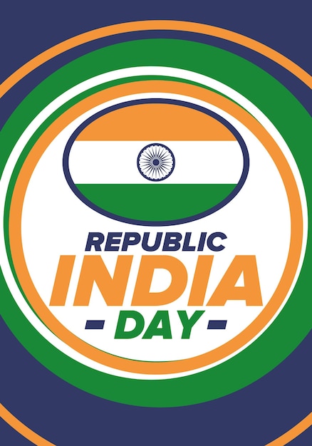 インド共和国記念日 インド国旗 フェスティバルデザイン ベクトルアート