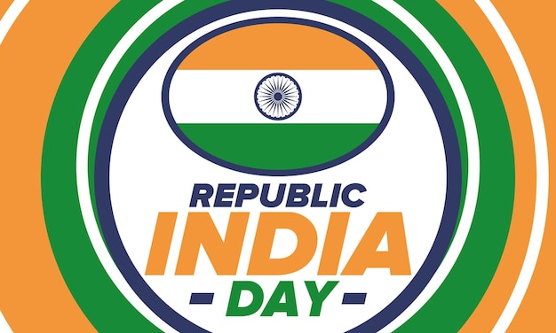 インド共和国記念日 インド国旗 フェスティバルデザイン ベクトルアート