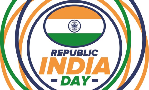 インド共和国記念日 インド国旗 フェスティバルデザイン ベクトルアート