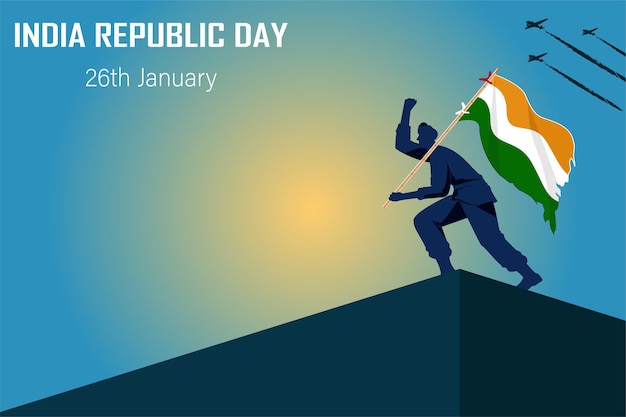 India Republic Day Poster with India Gate Vector Illustration.