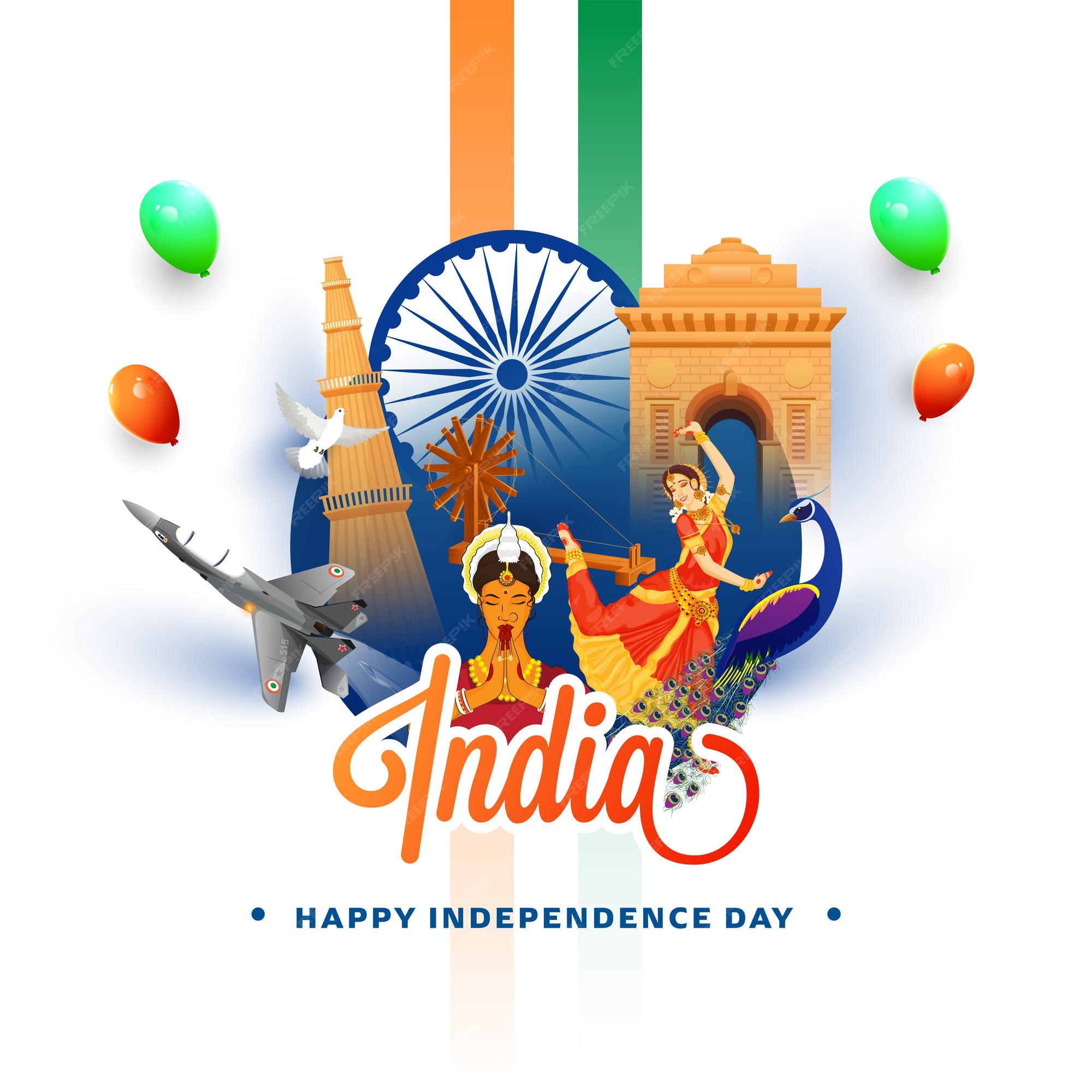 Premium Vector | India showing their culture and heritage on white  background for independence day concept.