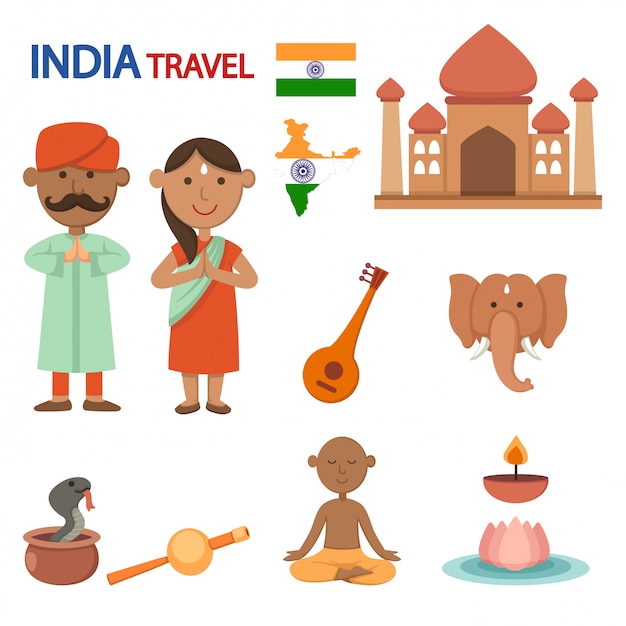 India travel illustration vector