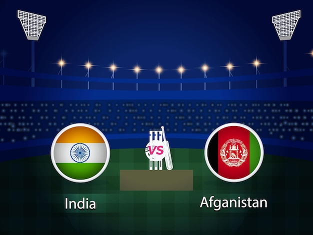 India versus Afghanistan 2023 cricketwereldbeker met schema-uitzending sjabloonontwerp