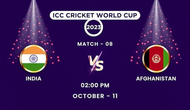 Vector india vs afghanistan 2023 icc cricket world cup with schedule background