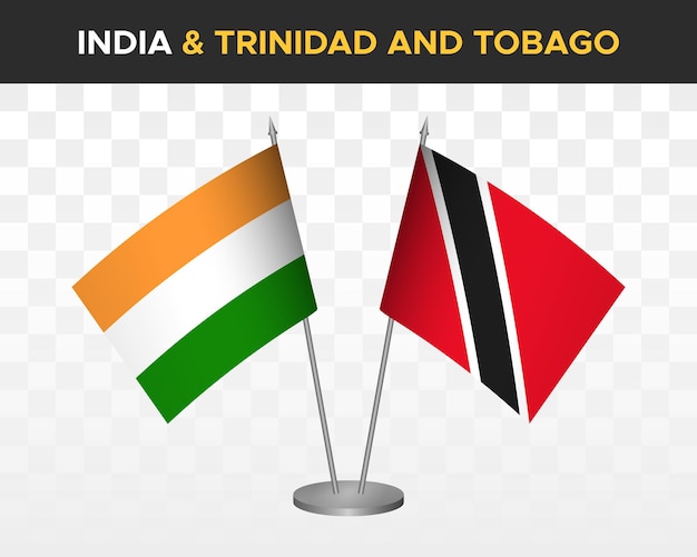 India vs trinidad tobago desk flags mockup isolated 3d vector illustration indian table flags