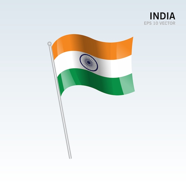 India waving flag isolated on gray background