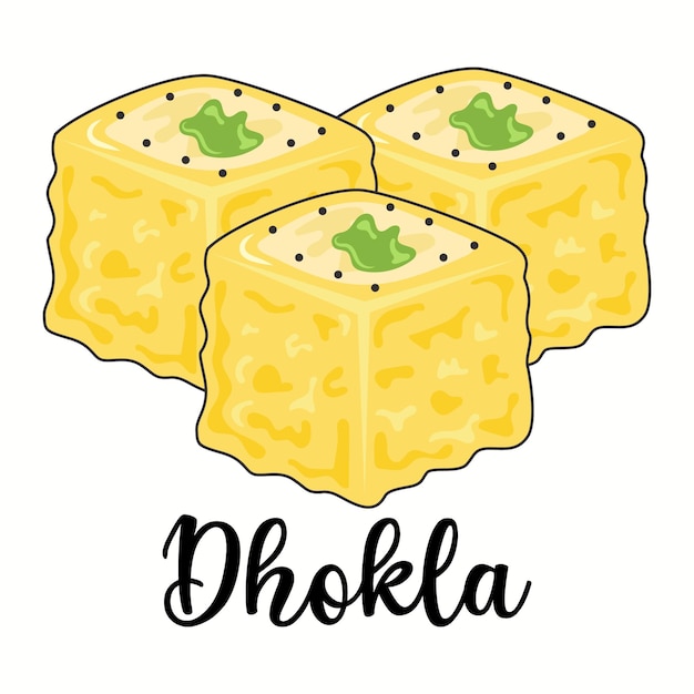 Indiaas traditioneel eten dhokla vectorontwerp