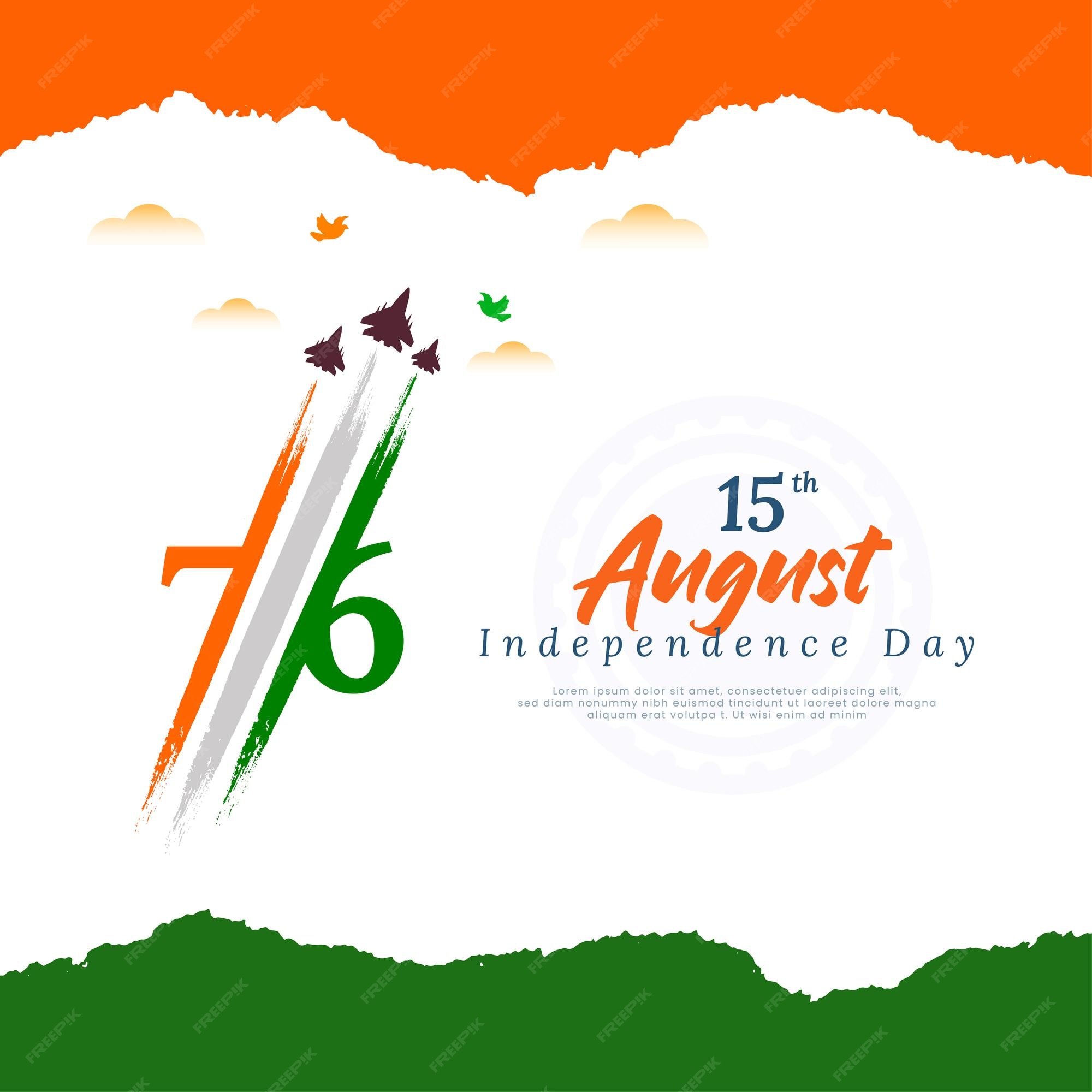 Premium Vector Indian 15 august 76 independence day orange and green
