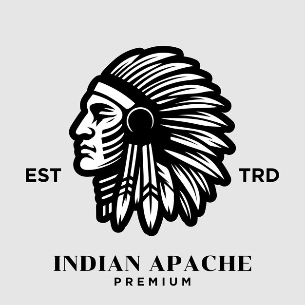 Disegno dell'icona del logo della tribù indiana apache