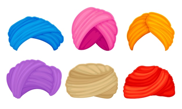 Vector indian and arabian colorful turbans or imamah vector set