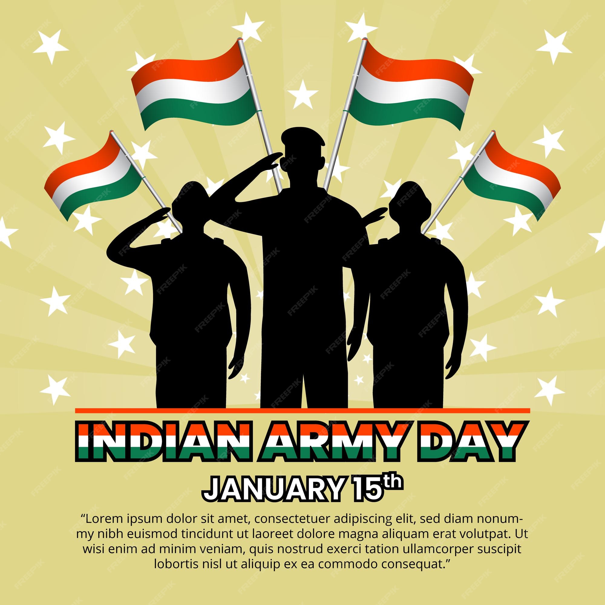 Premium Vector | Indian army day background with salute soldiers and flag