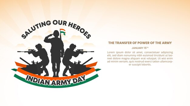 Фон дня индийской армии с силуэтом солдат и флагом