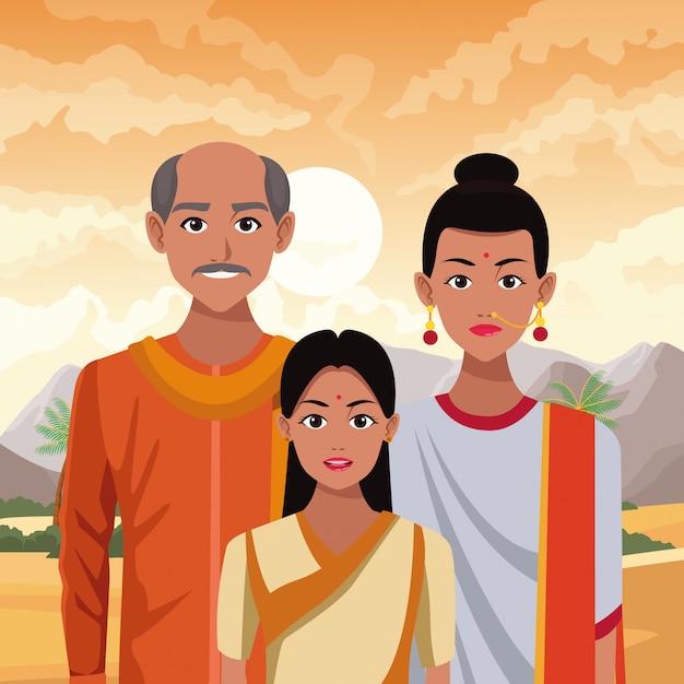 Vector indian asian oriental culture cartoon