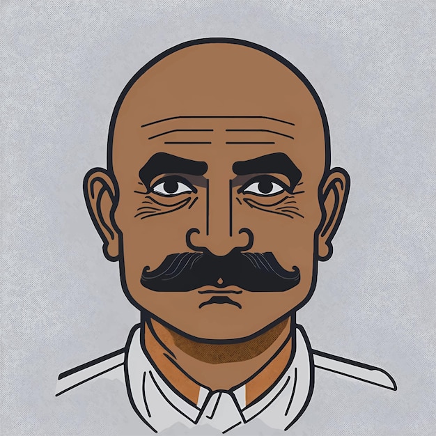 Indian bald men with moustache vector illustration