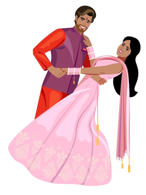 Vector indian beautiful couple their wedding