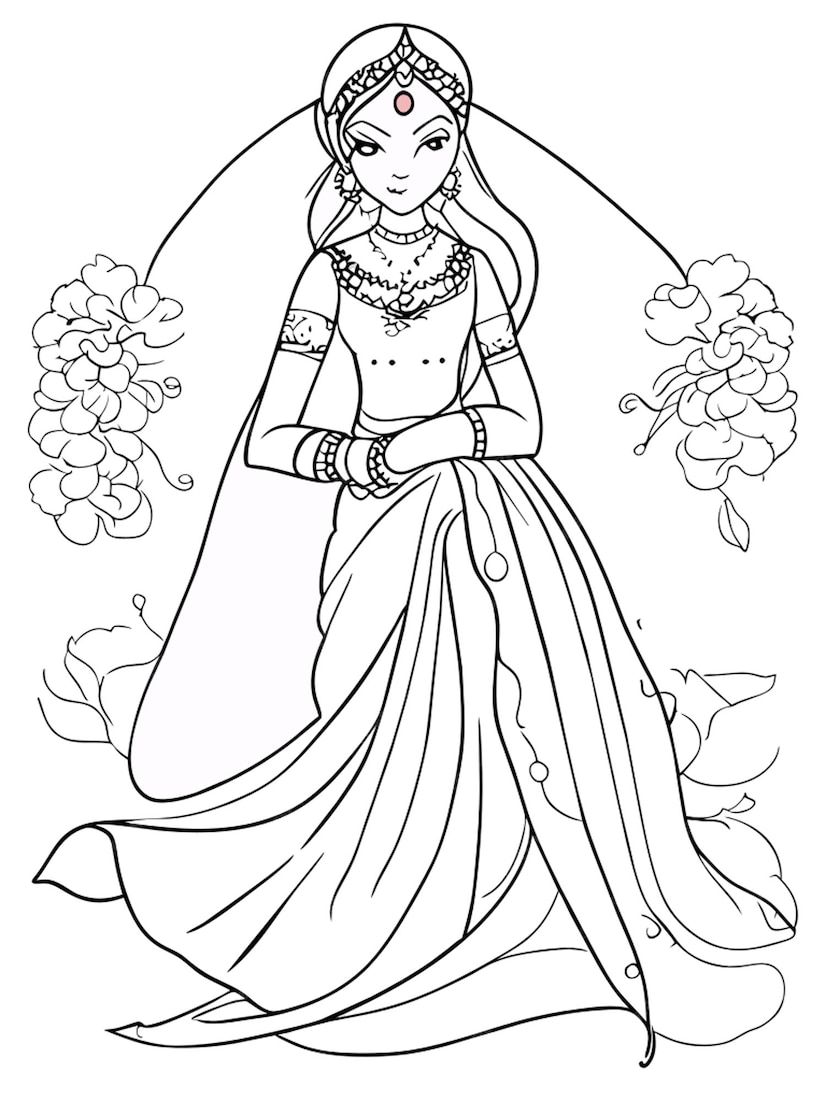 Indian bride coloring pages wedding printable adult shenanigans indian