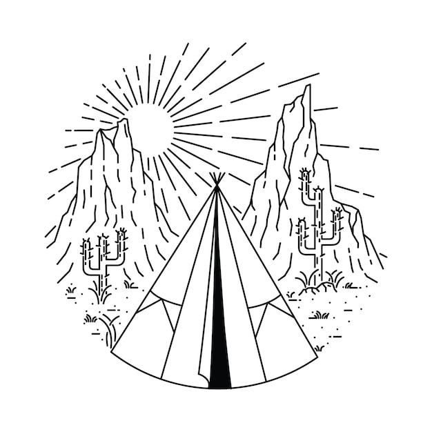 Indian camp line illustration