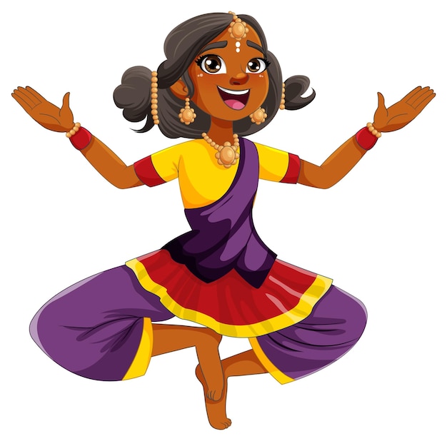 Vector indian cartoon characters in traditional cultural outfit