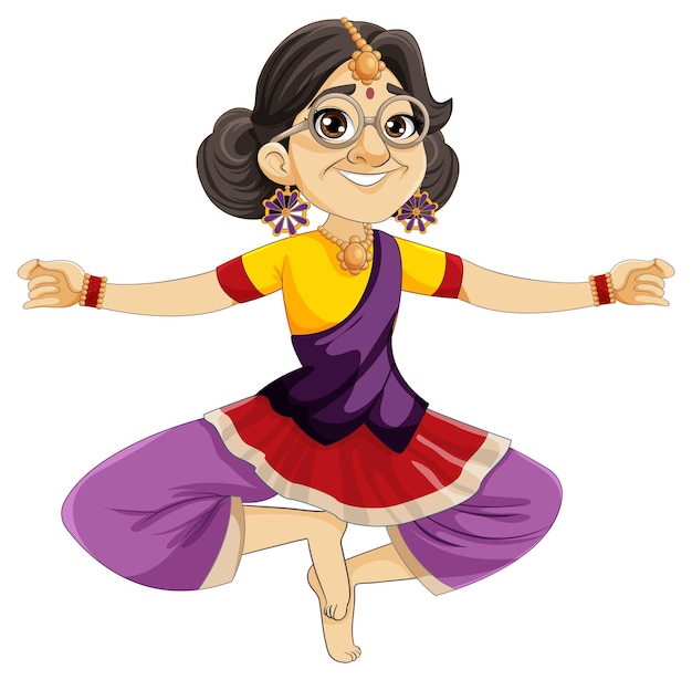 伝統的な文化衣装を着たインドの漫画のキャラクター
