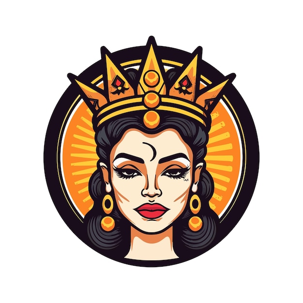 Vettore illustrazione disegnata a mano di progettazione di logo della ragazza indiana del chicano