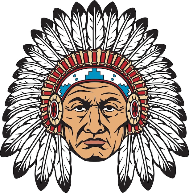indian chief head with headdress